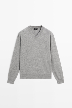 Massimo Dutti Свитер из 100% кашемира, пестро-серый