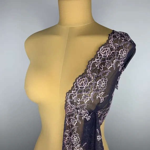 Кружево эластичное фиолетово-розовое 23 см, Китай