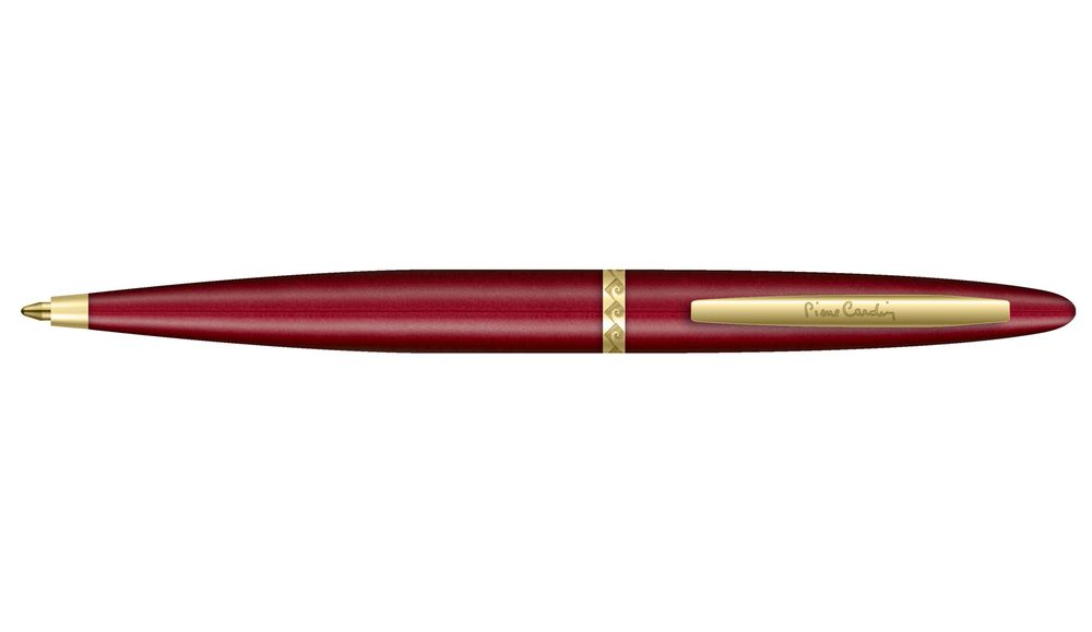 Подарочная красная с позолотой латуневая шариковая ручка с поворотным механизмом Pierre Cardin CAPRE PC5312BP-G в подарочной коробке