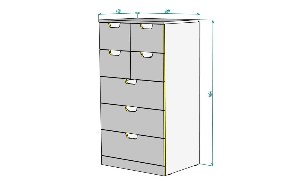 Комод NORDLI 15 (МДФ) Белый DM635-6 60*45*110 см, Белый   Фиеста