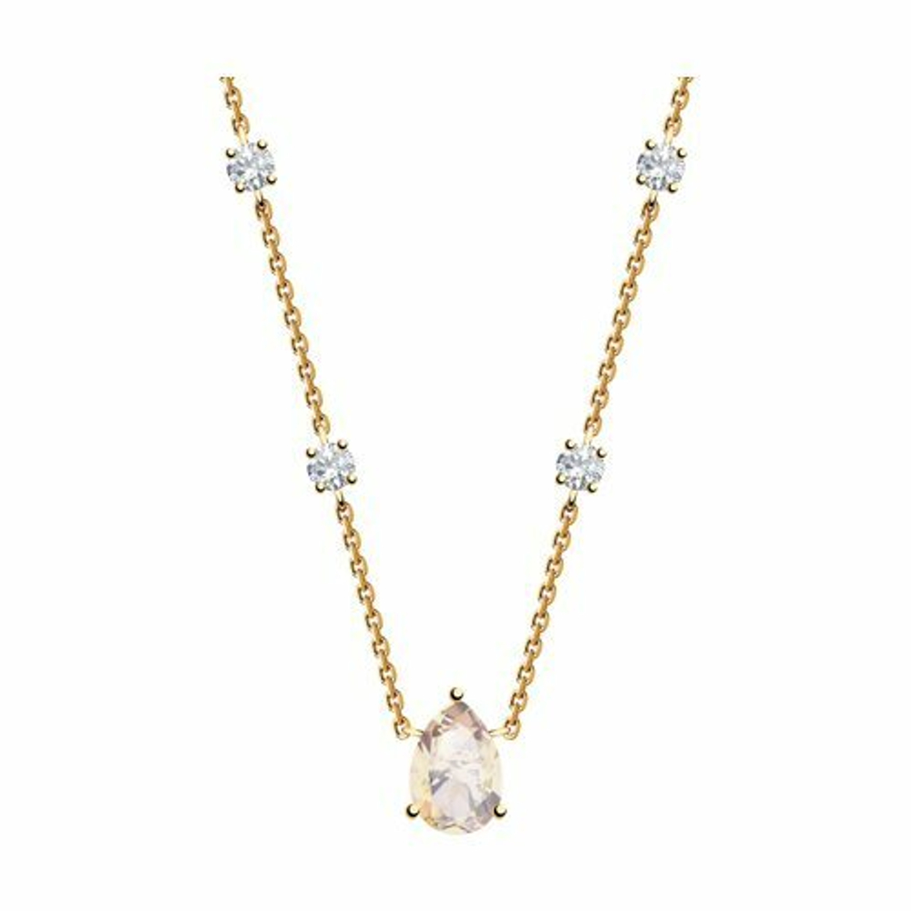 Колье из золота с топазом Swarovski и фианитами Swarovski