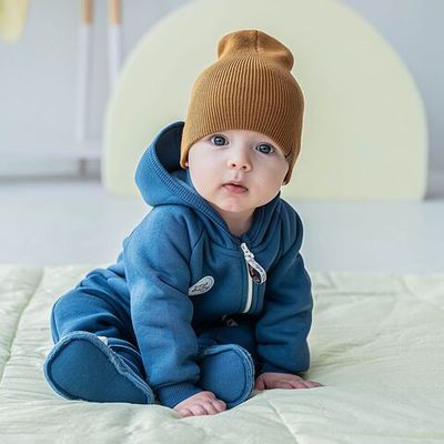 Two-ply cotton hat 3-18 months - Nut