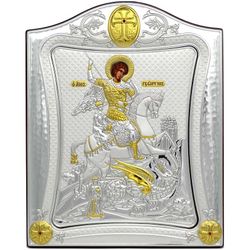 Георгий Победоносец. Икона в окладе.