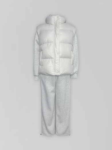 Спортивный костюм-тройка 23367 из зип-кофты, прямых штанов на кулиске и жилета