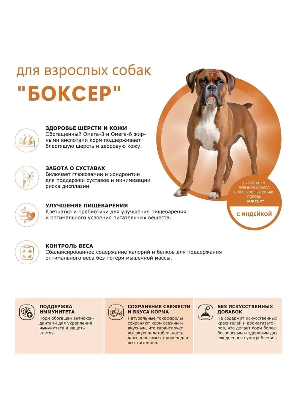Сухой корм для собак породы Боксер, с индейкой, 12 кг