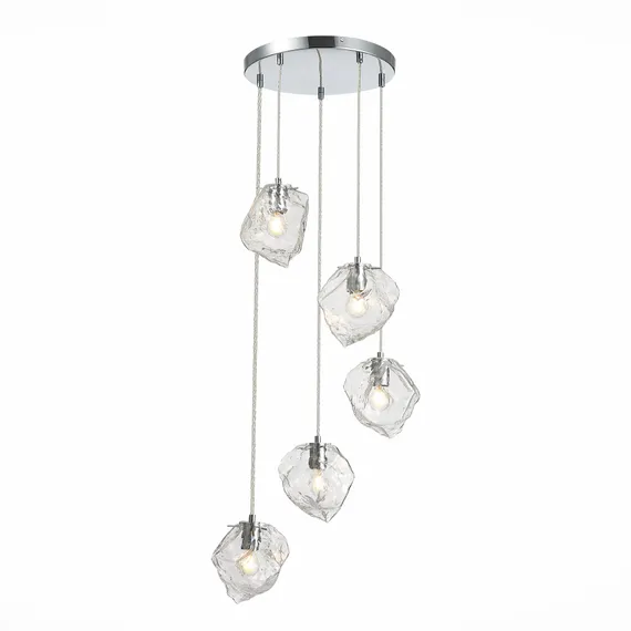 SL1175.103.05 Светильник подвесной ST-Luce Хром/Прозрачный E14 5*40W ПОРТИЧИ