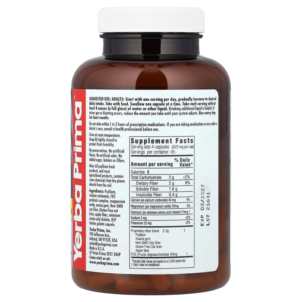 Yerba Prima, пребиотики для здоровья кишечника, 180 капсул