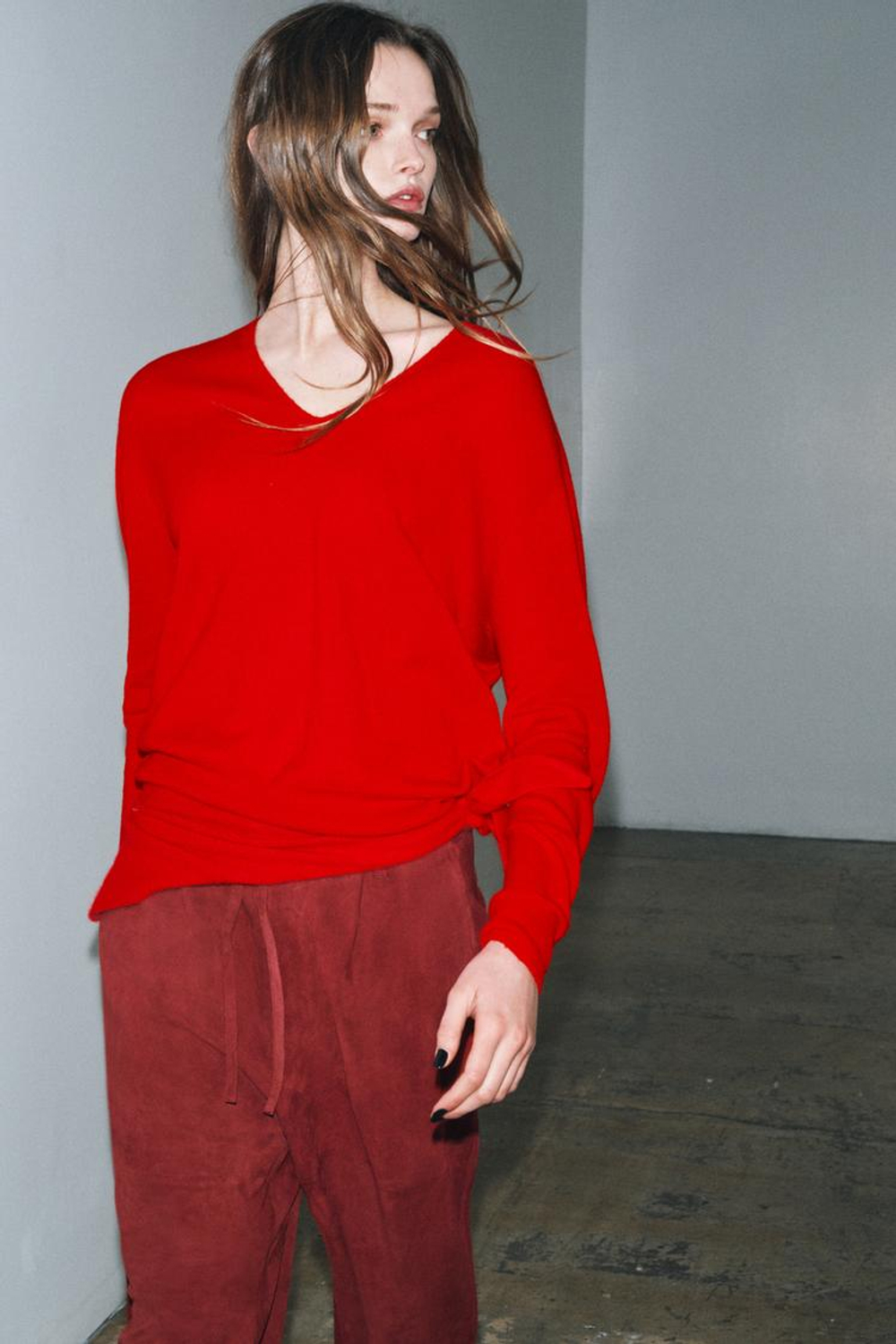 ZARA ДЖЕМПЕР ИЗ 100% СВЕРХМЯГКОЙ ШЕРСТИ, КРАСНЫЙ