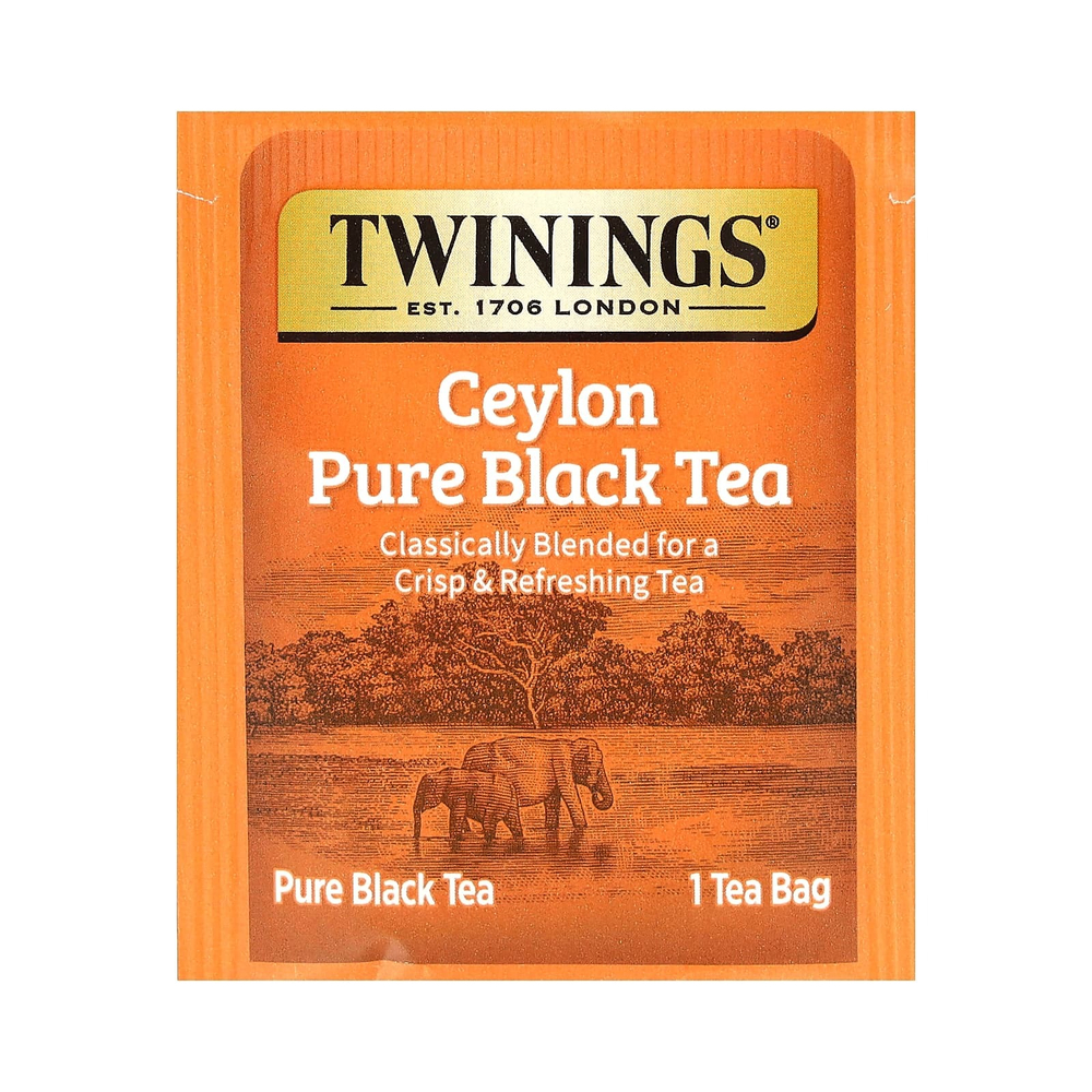 Twinings, чистый черный чай, 20 чайных пакетиков, 40 г (1,41 унции)