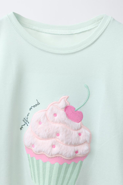 ZARA ПИЖАМА С ПРИНТОМ «ТОРТ С МЕХОМ», ЦВЕТ МОРСКОЙ ВОЛНЫ