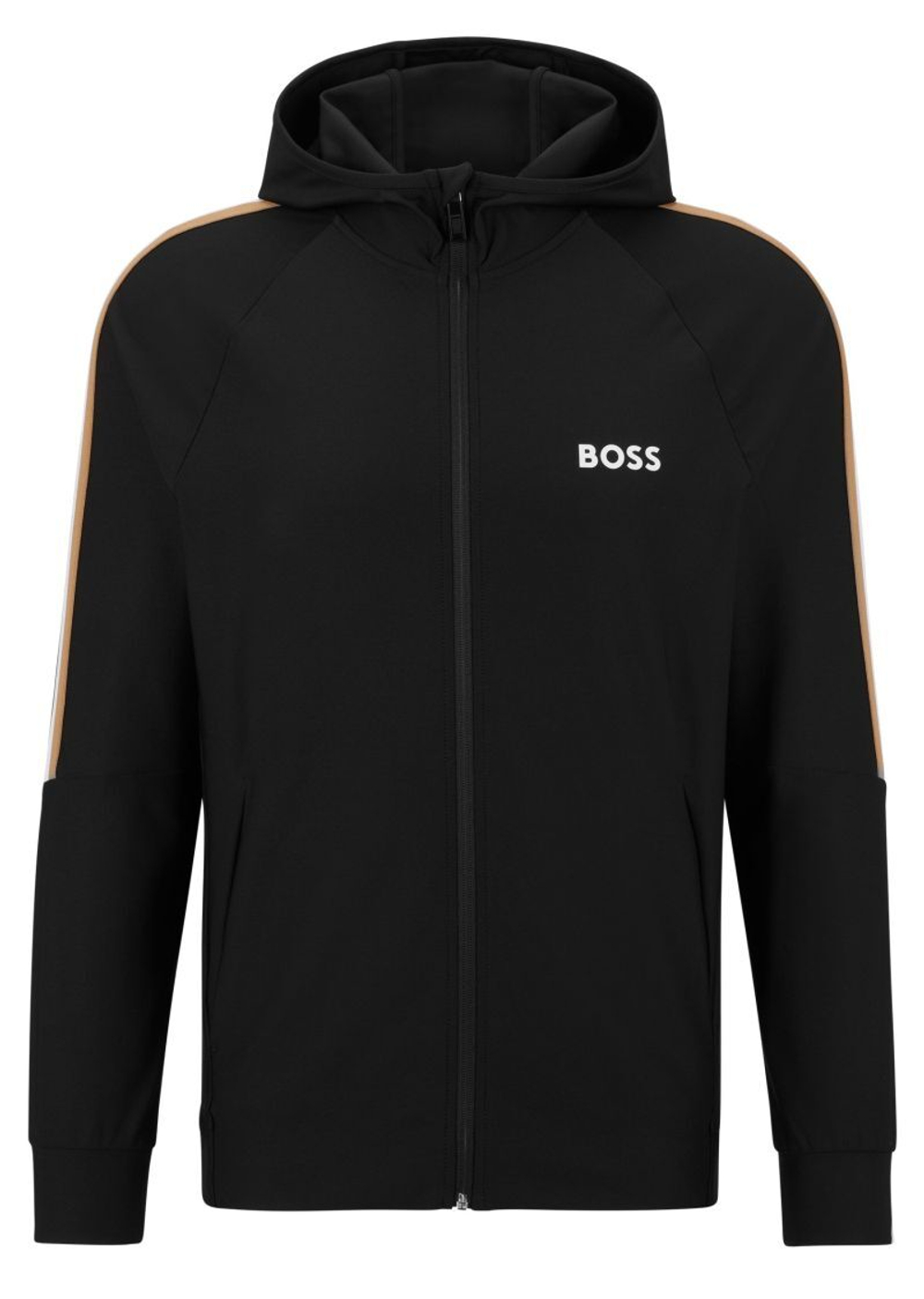 Куртка теннисная BOSS x Matteo Berrettini Zip-Up Hoodie In Active-Stretch Jersey With Logo - Black