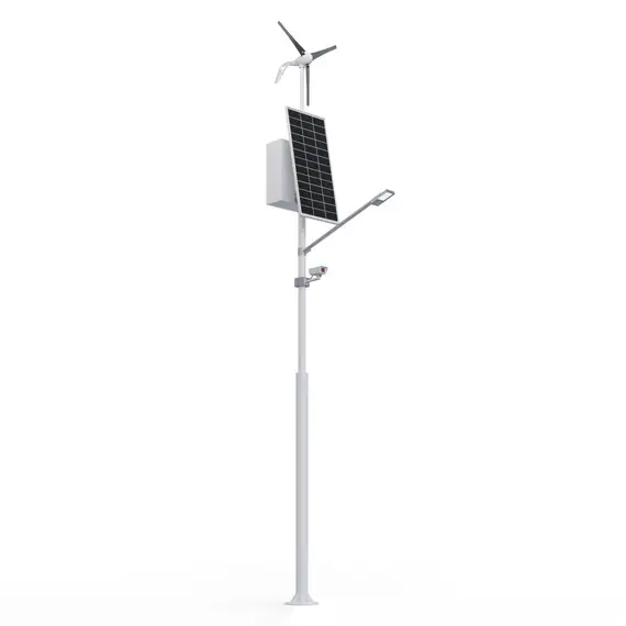 Автономная система видеонаблюдения с освещением на опоре (солнечная панель 200 Вт + ветрогенератор 400 Вт)