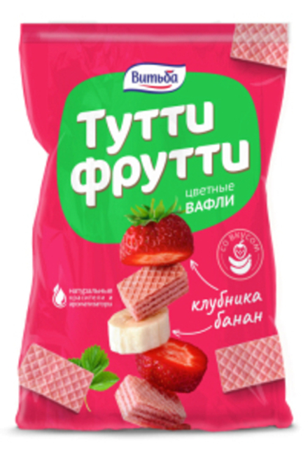 Вафли "Тутти Фрутти" Банан-клубника 150г. Витьба