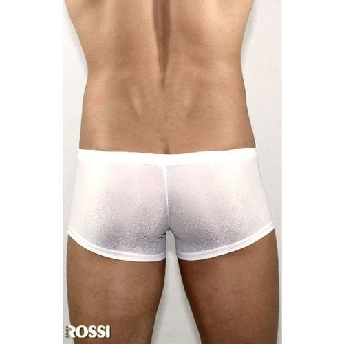 Мужские трусы боксеры белые в узорчатую сетку в виде роз Romeo Rossi White Rose Boxer RR00207