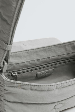 ZARA СТЕГАНАЯ НЕЙЛОНОВАЯ СУМКА, СЕРЫЙ