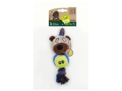 M-PETS Игрушка мягкая для собак Медведь Санчо с с канатом и мячиком, 24 см