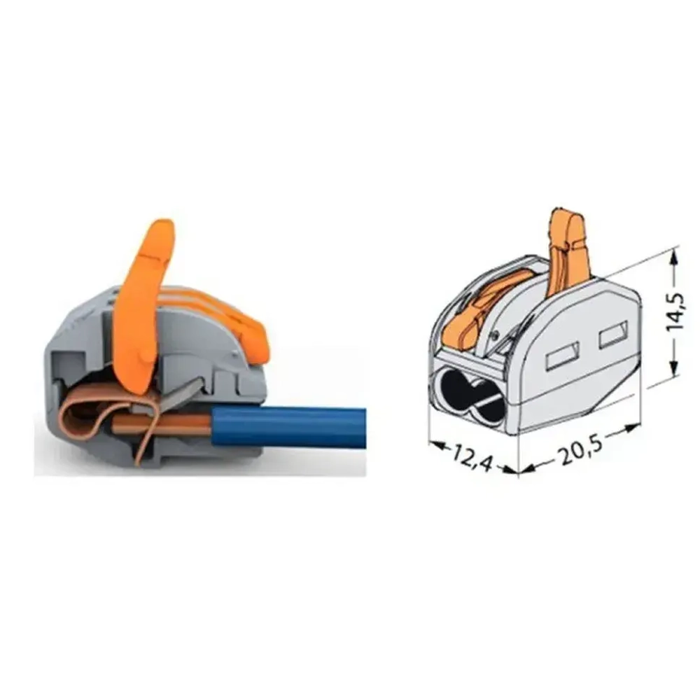 Клемма Vacco PCT-212, 2 контакта, тип WAGO (Ваго), 100 штук в упаковке