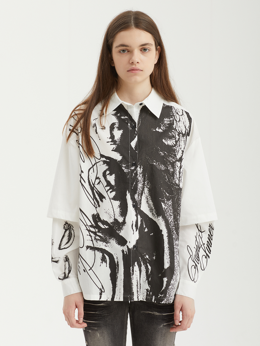 Женская Рубашка Cold Virtue White Angel Cursive Graphic