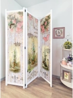 Ширма из массива дерева "Птички" 180см