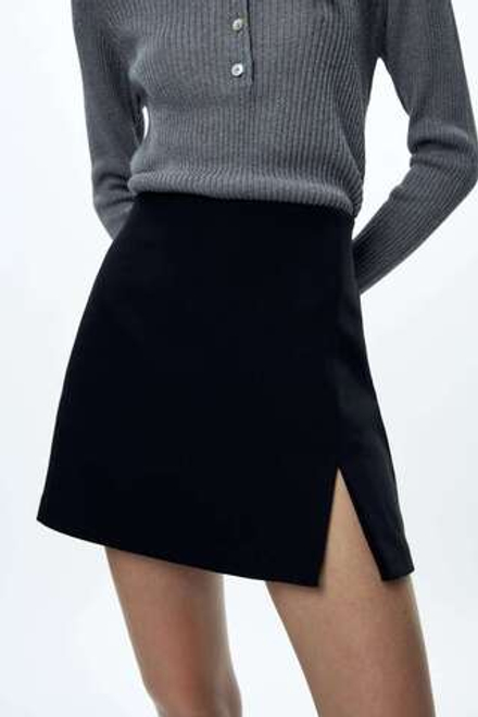 ZARA ЮБКА-ШОРТЫ С РАЗРЕЗОМ, ЧЕРНЫЙ