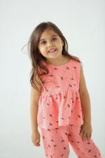 Костюм из муслина цвет коралловый с принтом Одуванчики