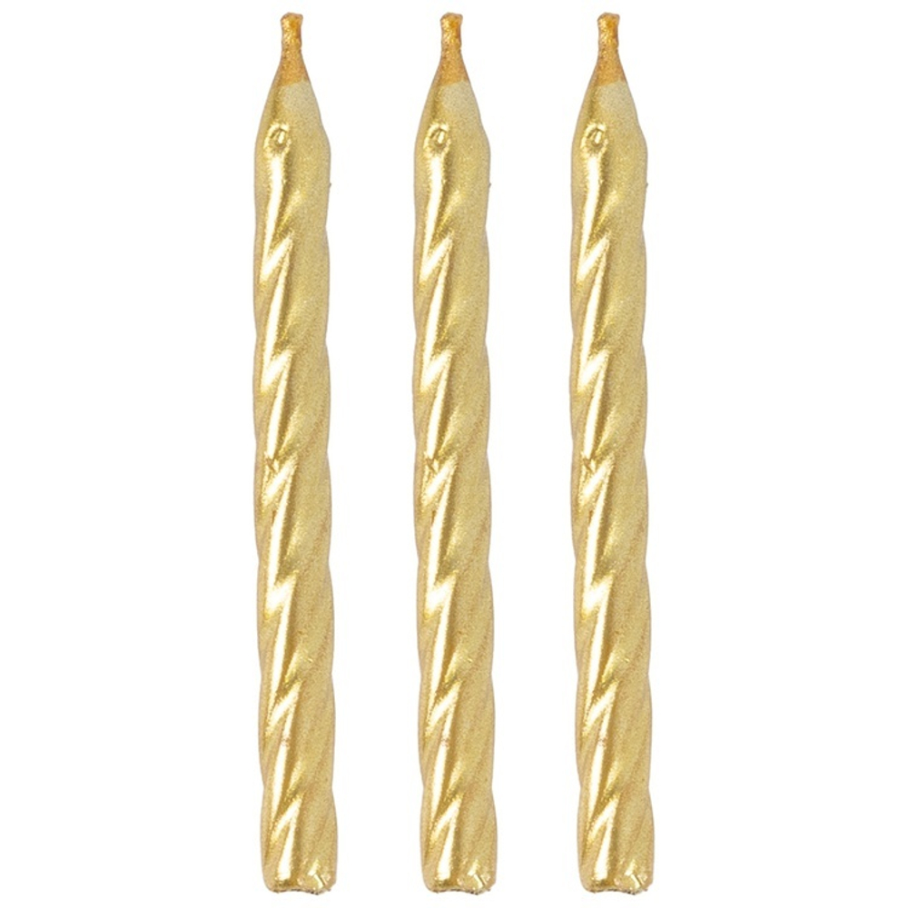 Свечи для торта «Спираль Металлик» в золотом цвете 6 см, 10 шт
