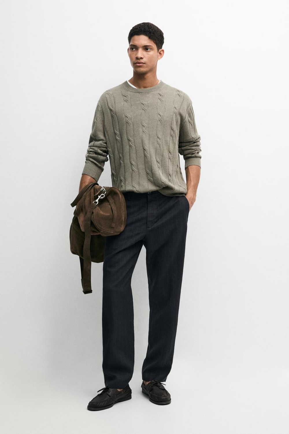 Massimo Dutti Льняные брюки в полоску, темно-синий