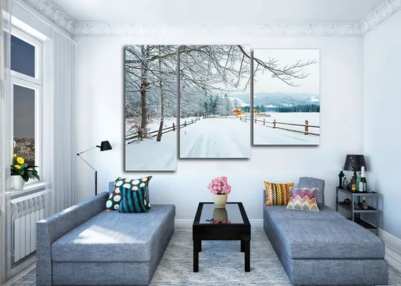 Модульная картина "Дорога в снегу"