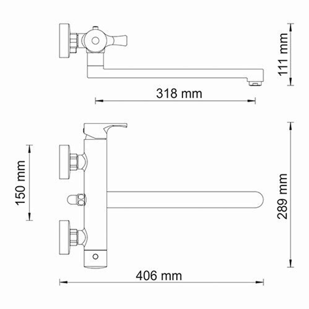 Berkel 4802L Смеситель для ванны с длинным изливом