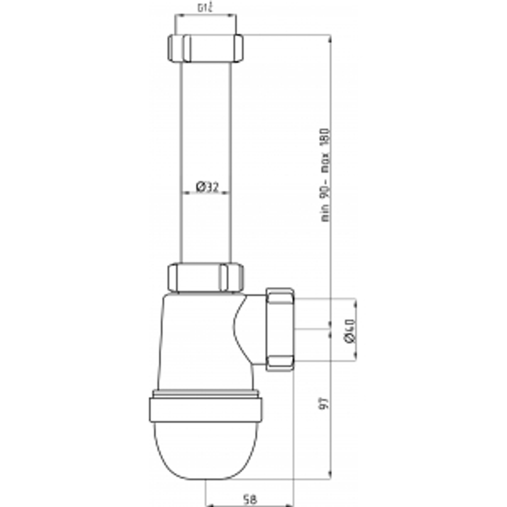 Сифон АНИ 1 1/4"*40 без выпуска С1020