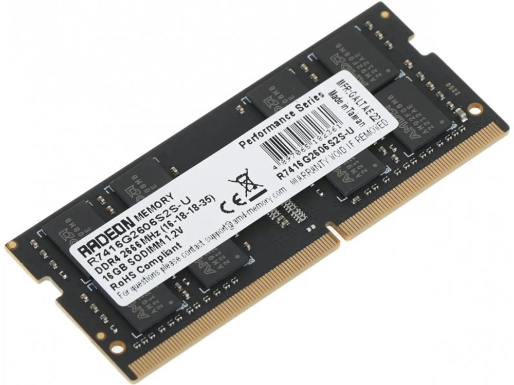 Оперативная память AMD Radeon R7 Performance R7416G2606S2S-U, DDR4 1х 16ГБ 2666 МГц, SODIMM, RTL