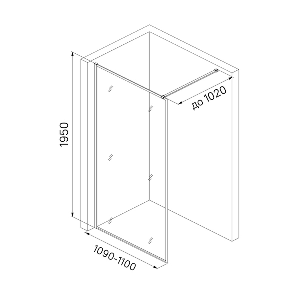 Душевая перегородка Walk-in, SLI8GS1i23 Цвет Графитовый 1100х1950 мм   811109