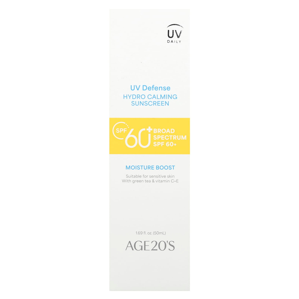 AGE20'S, UV Defense, увлажняющее, успокаивающее солнцезащитное средство, SPF 60+, 50 мл (1,69 жидк. Унции)