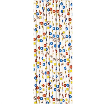 Трубочки бумажные для коктейлей «Машинки», 12 шт