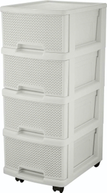 Комод 4-х секционный на колесиках с ящиками "Keeplex Ajur", компакт 37*30*73см, белое облако