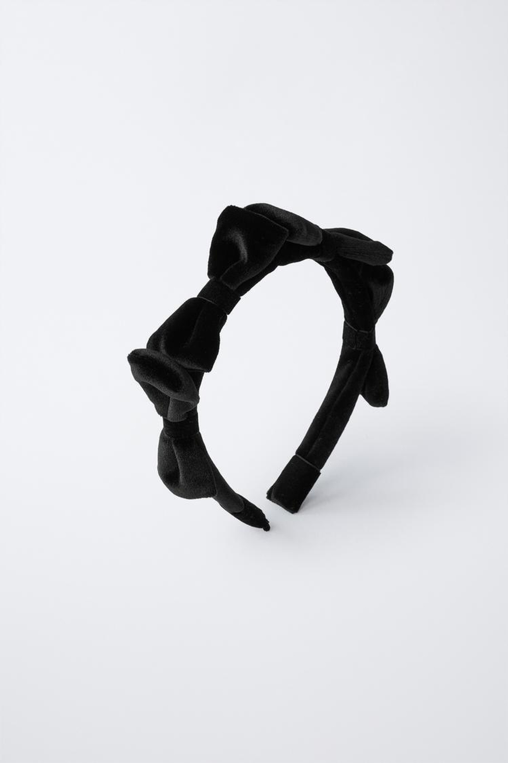 ZARA ВЕЛЬВЕТОВЫЙ ОБОДОК С БАНТАМИ, ЧЕРНЫЙ