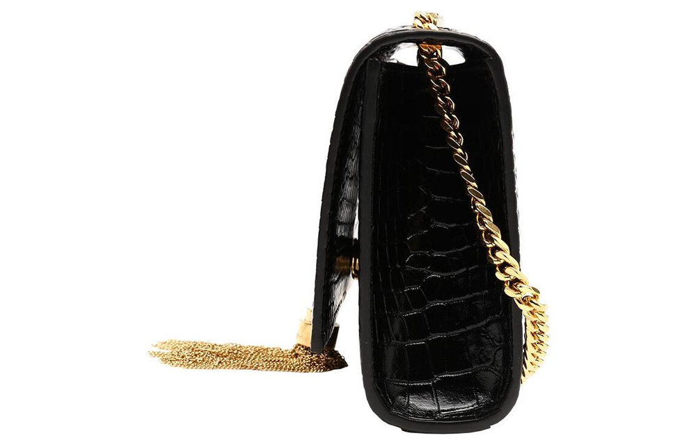 SAINT LAURENT KATE Shiny Cow Leather Crossbody Bag Women"s Black