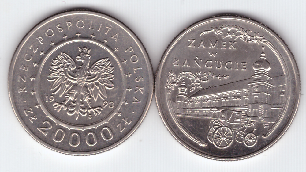 Польша. 1993. 20000 злотых. Замок в Ланкусе. UNC