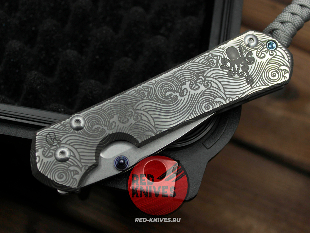 SPD X Chris Reeve Sebenza 31 Large Blue Wave - рук. титан, шайбы бронза, дэтенд керамика