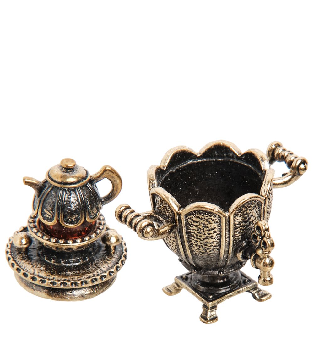 Народные промыслы AM-1283 Фигурка «Самовар» (латунь, янтарь)