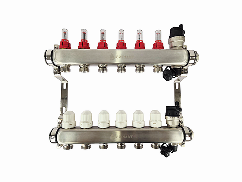 Коллекторная группа с расходомерами САРМАТ 1"x3/4" 6 вых. нерж с в /о SS2200 (CN)