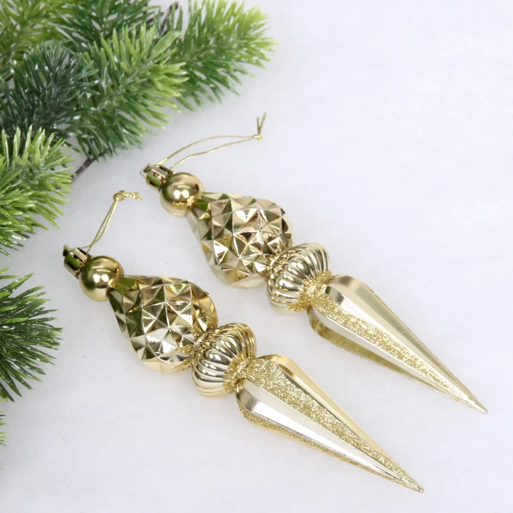 Ёлочные игрушки «Сказочная сосулька» 17,8 см, Золото (набор 2 шт)