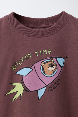 ZARA ФУТБОЛКА С АНИМАЛИСТИЧЕСКИМ ПРИНТОМ, ЛИЛОВЫЙ