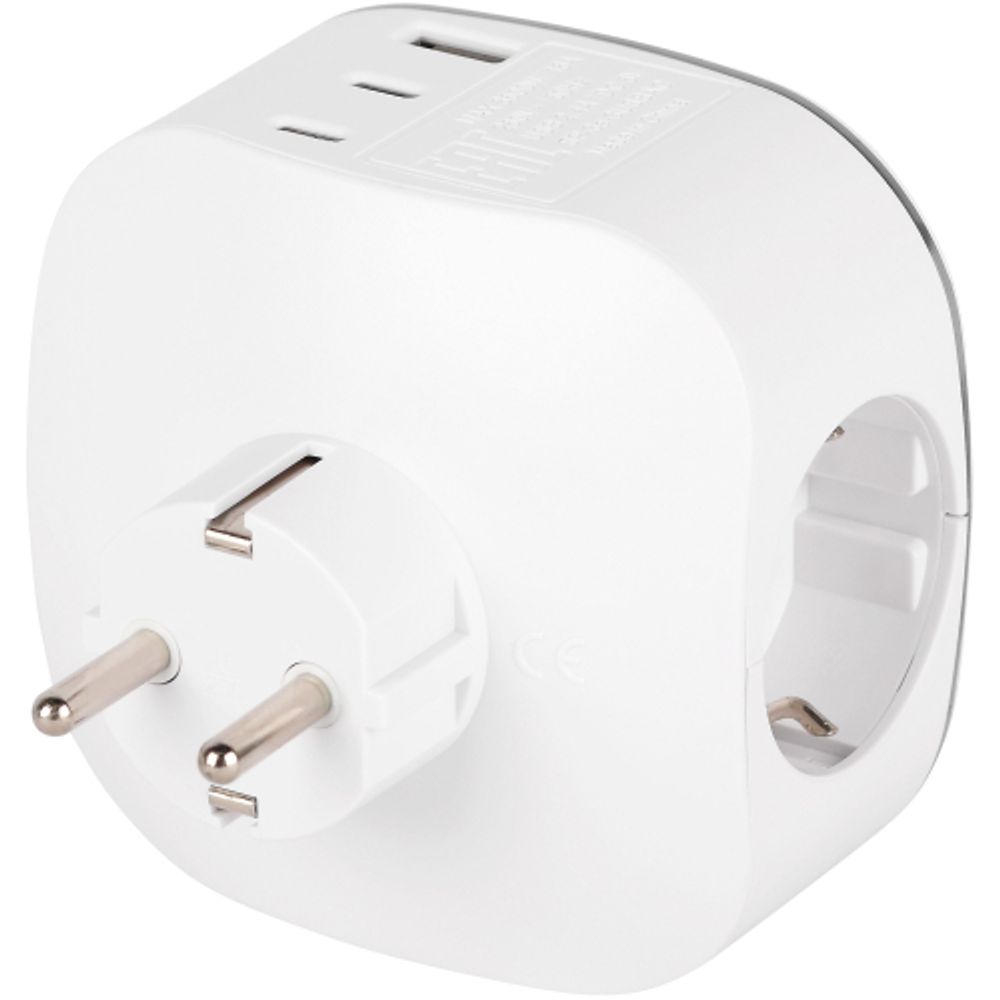 Разветвитель электрический ЭРА SP-3e-3USBAC-W на 3 розетки + 3 USB A+C с заземлением со шторками 16А белый | Тройники
