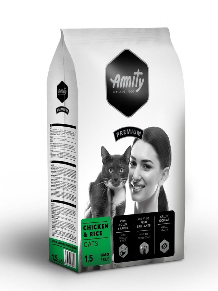 AMITY PREMIUM 1,5кг корм для кошек с курицей и рисом