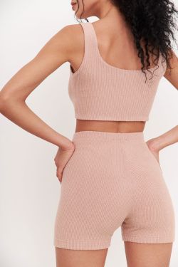 Короткие шорты из лапши с пич-эффектом цвета мокко