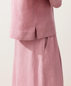 Oysho Рубашка-поло оверсайз с длинными рукавами из 100%-го льна, светло-розовый