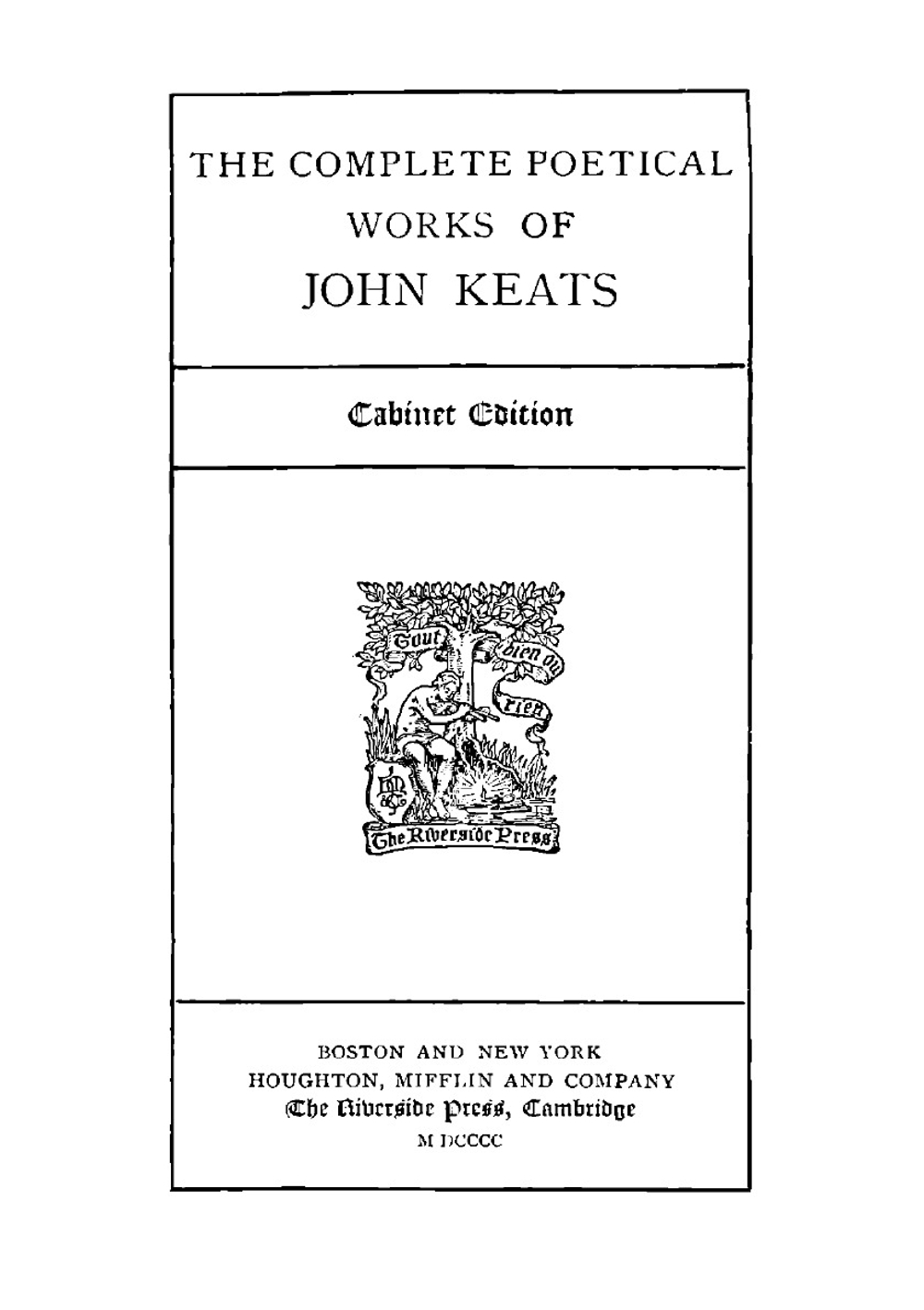 The complete poetical works of John Keats | Keats John