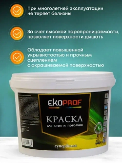 Краска для стен и потолков 14 кг супербелая AKRIMAX акриловая, быстросохнущая, для внутренних работ, матовое покрытие, белый