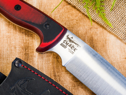 Нож Kizlyar Supreme SHARK AUS-8 SW G10-BRH LS (StoneWash, G10 Black-Red Handle, Leather Sheath)